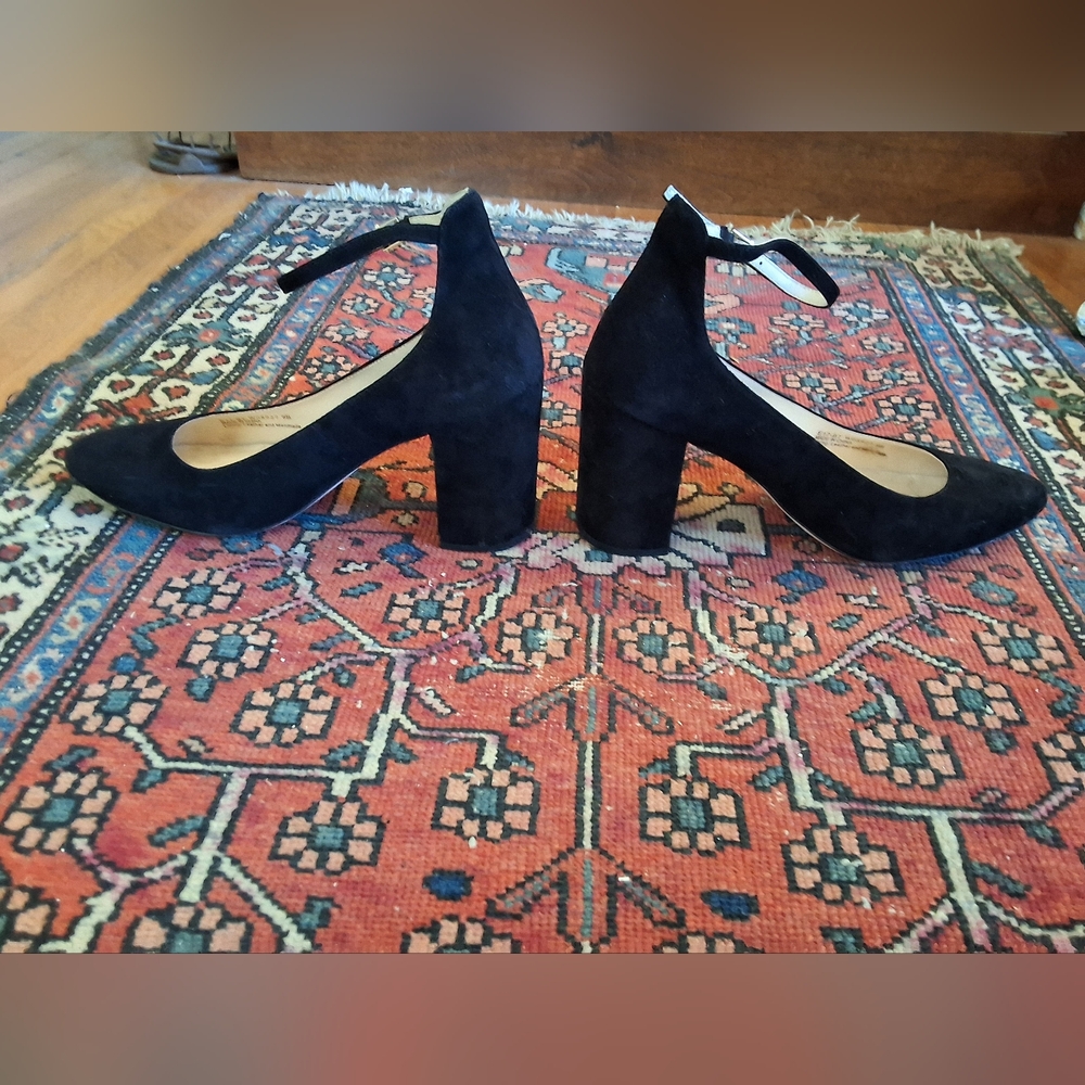 Cole Haan Black Suede Larue Block Heel Pumps Size 9